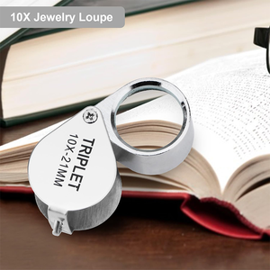 ミニハンドヘルドポケット拡大鏡折りたたみ式ハンドレンズポータブル10Xジュエラールーペジュエリーの傷検出読み取り用 - Product Image 2