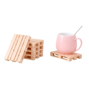 Posavasos de <span class=keywords><strong>Madera</strong></span> Estilo Europeo, Rústico, Protector de Mesa para Bebidas, Café, Té - Product Image 5
