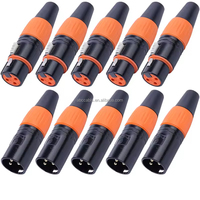 Connecteur XLR étanche 3 broches plaqué or mâle/femelle, prise audio micro avec joint orange et boîtier métallique pour microphone de scène
