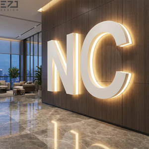 ป้ายไฟ LED 3 มิติ ดีไซน์<span class=keywords><strong>หรู</strong></span>หราทันสมัย EZD แบบตัวอักษรช่องแสงย้อนกลับ ทำจากสแตนเลสสตีลทาสี สำหรับป้ายต้อนรับธุรกิจ - Product Image 1