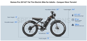 Xe đạp điện Romeo Pro Eahora bánh béo 60Ah, xe đạp điện đị<span class=keywords><strong>a</strong></span> hình 250W Enduro Ebike, kho EU - Product Image 2