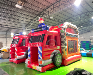 Château gonflable multi-joueurs Pompier avec toboggan et camion de pompiers - Product Image 4