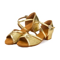 Chaussures de danse latine pour filles, en PU pailleté, à bout ouvert, avec bride croisée à la cheville et boucle en strass, chaussures souples d'intérieur – Grande Vente