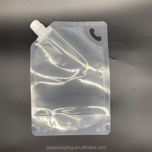 Stock de pochettes de recharge transparentes transparentes pour boissons liquides, emballage en plastique, pochette debout avec bec verseur d'angle - Product Image 1