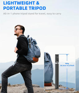Tré<span class=keywords><strong>pied</strong></span> perche à selfie tout-en-un dissimulé 1,83 m en alliage d'aluminium avec télécommande sans fil et support de téléphone pour vidéo mobile - Product Image 4