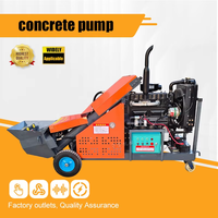 Pompe à béton diesel Wodun 4102 12MPa 900kg sur mini-remorque 30mm pour granulats sans électricité à distance