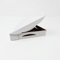 Boîte à pizza en carton ondulé blanc écologique avec trou, emballage alimentaire triangulaire à emporter, pelliculage mat et gaufrage