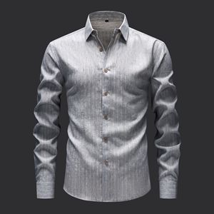 Camisa <span class=keywords><strong>de</strong></span> Vestir <span class=keywords><strong>de</strong></span> <span class=keywords><strong>Manga</strong></span> <span class=keywords><strong>Larga</strong></span> para Hombre, Estilo Vintage a Rayas, <span class=keywords><strong>de</strong></span> Alta Calidad, Informal, para Uso Diario - Product Image 4