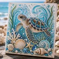 Kit DIY Thème Océan Perles Artistiques Peinture Diamant 3D Artisanat Mural Strass Décoration Côtière pour Débutants Cadeau d'Anniversaire Créatif