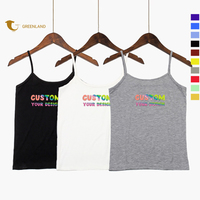 Haute qualité coton Spandex femmes court tricoté débardeurs été Spaghetti sangle conception effet côtelé Logo personnalisé entraînement