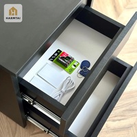 Table de chevet moderne intelligente HarmTai noire avec tiroir de rangement dissimulé et verrouillable, mobilier de chambre écologique pour la maison