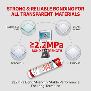 MS-88 Colle Super Transparente Anti-Moisissure Étanche pour Verre et Plaques PS/PC – Adhésif de Liaison Sans Clouage - Product Image 3