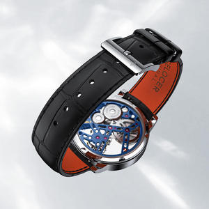 Reloj Tourbillon Original AGELOCER, Relojes Mecánicos Manuales, Correa de Cuero y Acero Inoxidable, Reloj de Negocios para Hombre, Esqueleto, con Caja - Product Image 4