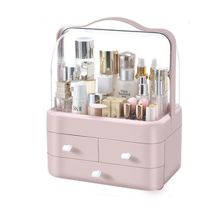 Desktop Cosmetic Storage <b>Box</b> Drawer Style Plastic Makeup Organizer <b>With</b> Clear <b>Lid</b> For Skincare And Lipstick Storage - Product Image 5