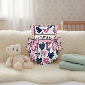 Nouveautés : Barboteuses Adorables pour Bébé, Broderie Main Pure <span class=keywords><strong>NOVA</strong></span> Bubble, Deux Nœuds Roses – Collection Été, Vêtements pour Bébés Filles, Offre Spéciale - Product Image 1