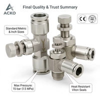 Contrôleur de vitesse pneumatique ACKO SS304 300HB+ Raccord rapide multi-ports haute résistance avec joint Viton, vanne de régulation étanche