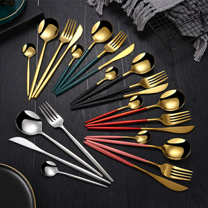 Số lượng lớn Bồ Đào Nha mạ vàng bạc thìa dĩa và dao thép không gỉ Flatware cho đám cưới - Product Image 4