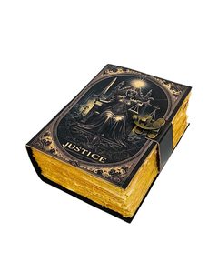 Grand carnet en cuir fait main style Tarot de la Justice, Grimoire vintage avec couverture gaufrée, pages vierges pour l'écriture et le dessin - Product Image 5