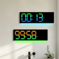 Horloge murale Huayang RGB colorée 6677R, affichage LED multifonction avec date, semaine, température, télécommande, double alarme, minuterie