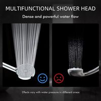 Pommeau de Douche Mural Multifonctionnel ABS Moderne à Cinq Fonctions, Haute Pression, Effet Pluie, avec Buse en Silicone Chromée