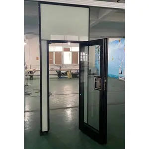 Portable Partition Office Walls Aluminum Double Glass Room Divider With Small Door Movable Wall Panel Sample