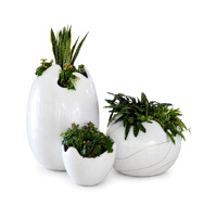 Pot de fleurs ovale en fibre de verre blanc brillant pour la décoration intérieure des hôtels, des restaurants et des halls d'entrée