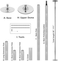 Pôle de danse pour strip-teaseuse, hauteur réglable de 2235 mm (7'4') à 2745 mm (9')