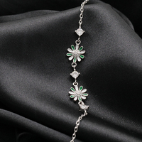 Bracelet en argent sterling 925 avec fleur de marguerite en zircon porte-bonheur, bijoux fins, bracelet en émail pour femmes