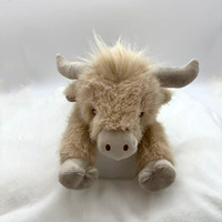 Jouets en peluche Vache des Highlands écossaise avec logo personnalisé, animaux en peluche Vache des Highlands beige, figurines de dessin animé, coussins en forme de vache