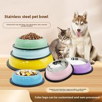 Bol pour chat et chien en acier inoxydable avec fond en caoutchouc antidérapant, design anti-chute épais, résistant à l'usure, fournitures pour animaux de compagnie