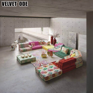 <span class=keywords><strong>Divano</strong></span> Sezionale Modulare Roche Bobois Mahjong in Tessuto Trapuntato Elegante - <span class=keywords><strong>Letto</strong></span> Convertibile con Imbottitura in Spugna per Soggiorno - Product Image 4