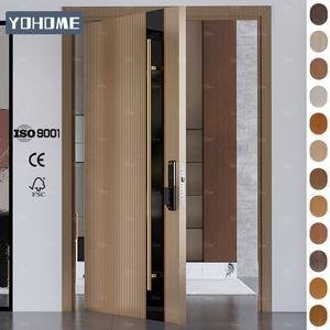 Grande porte pivotante contemporaine américaine Portes <span class=keywords><strong>d</strong></span>'<span class=keywords><strong>entrée</strong></span> principales en bois massif avec lecteur <span class=keywords><strong>d</strong></span>'empreintes digitales Portes <span class=keywords><strong>d</strong></span>'<span class=keywords><strong>entrée</strong></span> pour maisons - Product Image 4