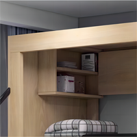 Litera de madera maciza de tamaño completo con cuatro cajones, barandilla de seguridad y escaleras para albergues juveniles, dormitorios y apartamentos para adultos.