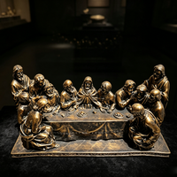 Statue antique en résine bronze de la Cène, sculpture religieuse, figurine de Jésus et de ses apôtres, décoration chrétienne pour la maison