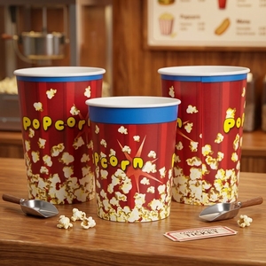 Contenedor de Palomitas de Maíz de Papel con Logotipo Personalizado de Fábrica, Contenedor Desechable de Grado Alimenticio para Cine, Carnaval, Fiestas y Empaque de Bocadillos - Product Image 1