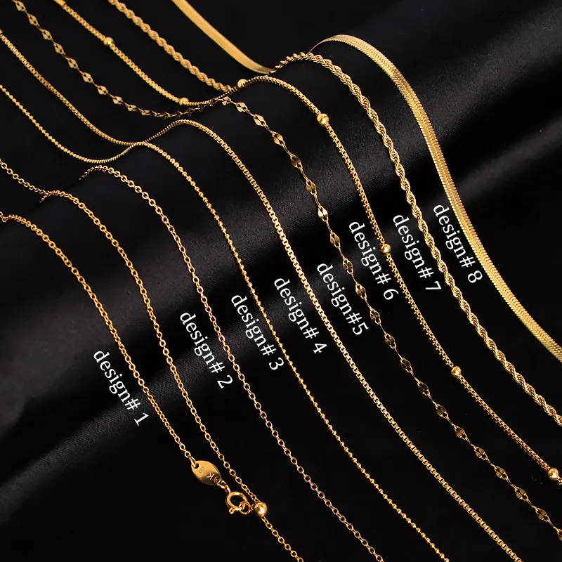 Collana Punk a maglie cubane in acciaio inox per uomini e donne gioielli placcato in oro a catena di Figaro catena a forma di serpente