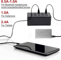 Station de charge de bureau haute qualité 100W 20 ports USB multi-ports à charge rapide avec lumière LED et prises US/EU/UK/AU