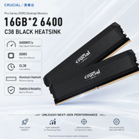 RAM CRUCIAL Pro Overclocking DDR5 32GB (16GBx2) 6400 MT/s CL38 Heatsink Hitam Chip Micron UDIMM 288-Pin XMP 3.0 EXPO Kit