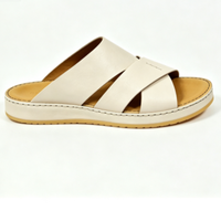 Sandales arabes pour hommes en cuir de veau véritable, faites à la main - Respirantes, légères, confortables, antidérapantes, résistantes à l'usure pour l'été