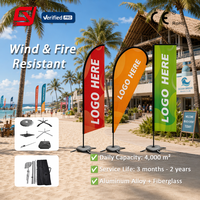Drapeaux à plumes personnalisés pour l'extérieur, 13 à 17 pieds, pour événements promotionnels sur la plage, bannières publicitaires volantes pour la plage, drapeaux résistants au vent, fournis par l'usine