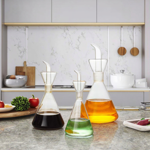 زجاجة موزع من الزجاج ، موزع مع صنبور قياس الخل للمطبخ والشواء - Product Image 4