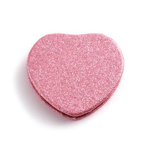 Fashion Romantic Heart Shape Design Customize Logo Dual Side Pocket Glitter <b>Compact</b> <b>Mirror</b> - Product Image 3