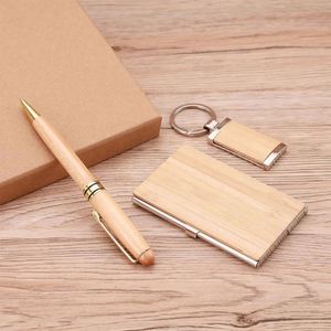 Estuche para tarjetas de visita y llavero Juego de regalo Traje de bambú para empresa Reunión de personal Regalo de negocios - Product Image 3