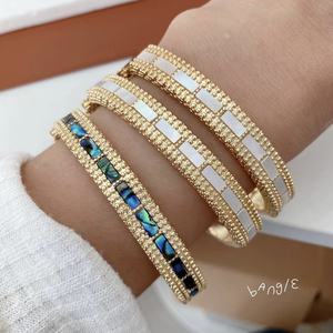 BD-L3143 yeni malakit <span class=keywords><strong>abalone</strong></span> kabuk turkuaz bileklik erkekler için kaplan gözü kırmızı jasper taş bilezik 18k kaplama altın bilezik - Product Image 6