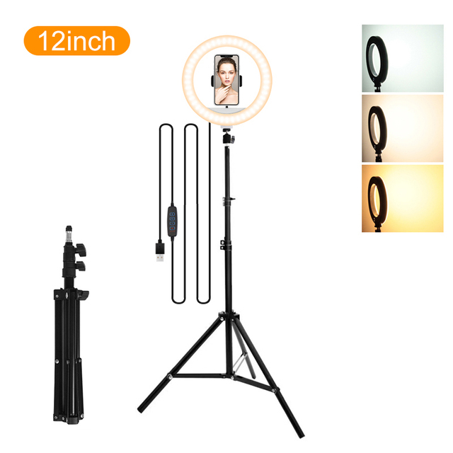 2700k-6500k Fill Lighting LED 12inch Selfie Ring Light with 200cm Tripod Stand Remote Control  for Tik Tok Phone Video