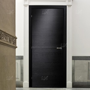 Sıcak Satış Mat Siyah Doğal Ahşap Desenli Modern Otel Odası Kapısı Özel İç Mekan Kapıları Yatak Odası İçin Ahşap Masif Oda Kapıları - Product Image 3