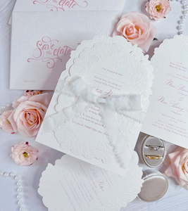 Invitations de mariage de luxe élégantes avec design personnalisé de pétales de fleurs et de feuilles, gaufrage sculpté, cartes RSVP <span class=keywords><strong>en</strong></span> feuille d'or gaufrée - Product Image 6