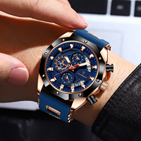 Jam Tangan Pria POEDAGAR 913 Luminous Sport Business Chronograph Mewah Fashion Tahan Air Tali Silikon Quartz