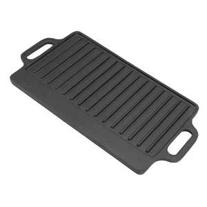 Poêle à griller réversible en fonte durable, pré-culottée, avec revêtement émaillé coloré, pour camping, barbecue, gaz et induction - Product Image 1