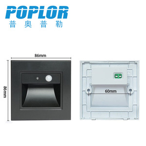 Poplor <b>Led</b> <b>Sensor</b> Floor <b>Light</b> 1.5W Embedded Brass Wall Corner Stair Lighting With Motion Detection For Indoor Use - Product Image 5